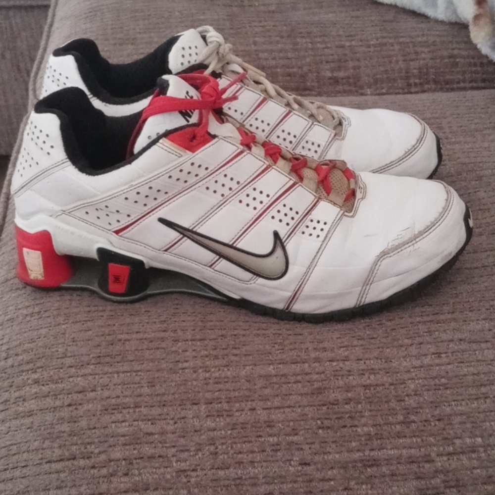 Red and White Men's Nike Shox